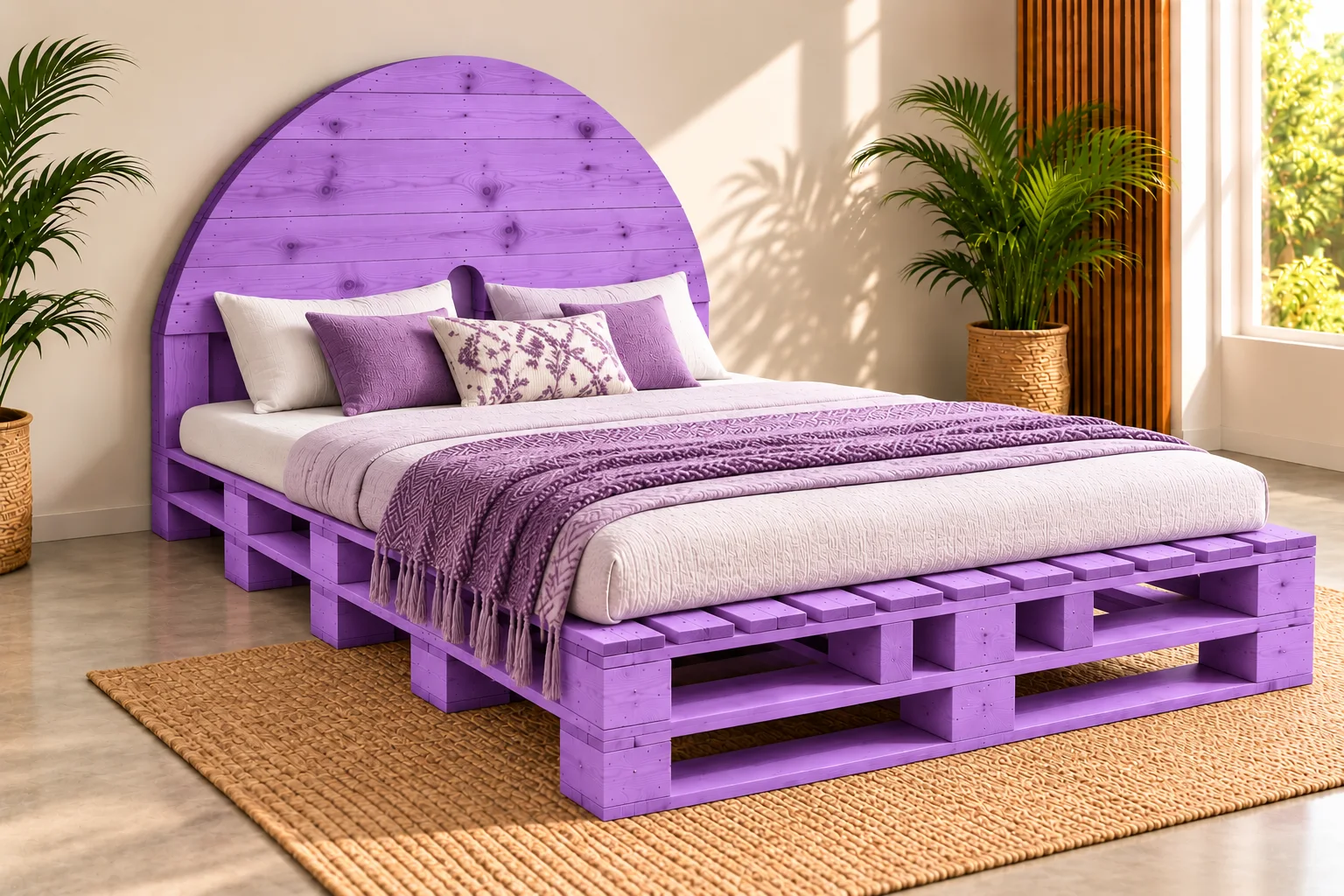 Lavender Arc Wooden Pallet Bed