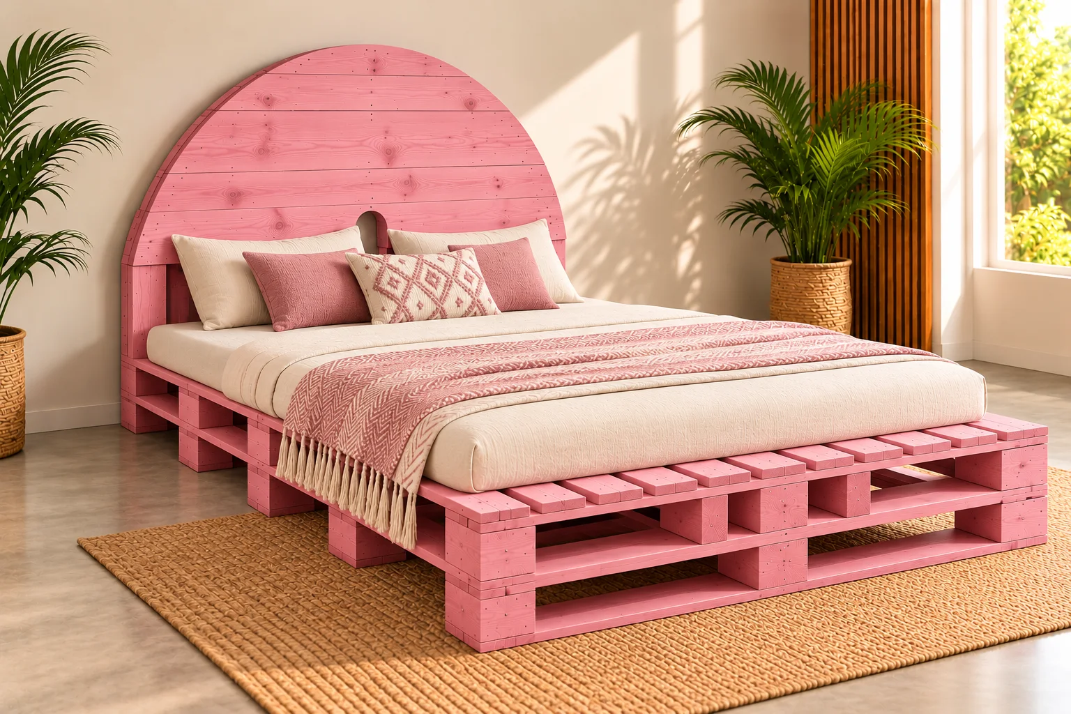 Rosewood Arc Wooden Pallet Bed